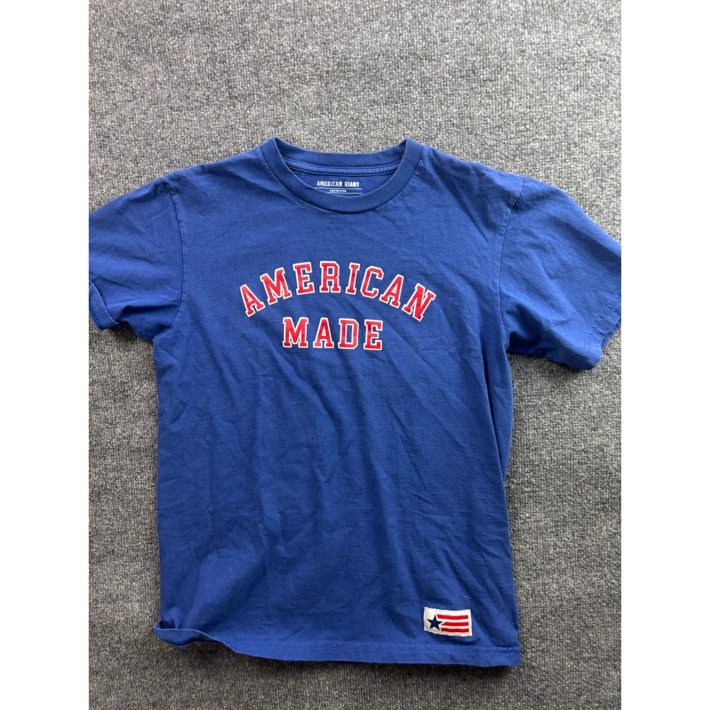 American Giant T-Shirt Mens Medium Blue American Made Graphic Flag Collection